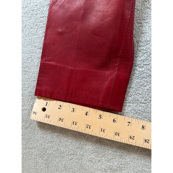 Vintage Polly Edwards By Tendances Red Genuine Leather Womens High-Waisted Pants - Picture 7 of 10